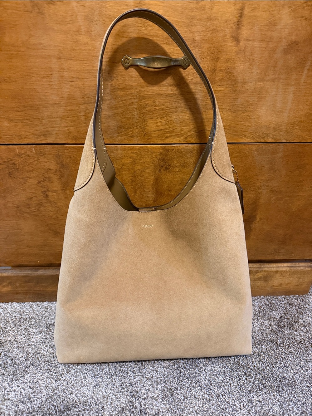 Coach Brooklyn 39 Tan Suede Shoulder Hobo Bag in excellent condition.